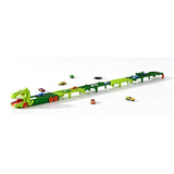Foldable Dino Carrier Truck Dual Tracks with 6 Mini Cars for Home Outdoors Green