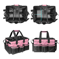 Multiuse Cleaning Caddy Wearable 9-Pocket Housekeeping Tote Bag with Adjustable Shoulder Strap Pink