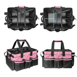 Multiuse Cleaning Caddy Wearable 9-Pocket Housekeeping Tote Bag with Adjustable Shoulder Strap Pink
