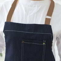 Adjustable Denim Apron with 3 Pockets Unisex Jean Apron for Work Kitchen Cooking Blue
