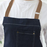 Adjustable Denim Apron with 3 Pockets Unisex Jean Apron for Work Kitchen Cooking Blue