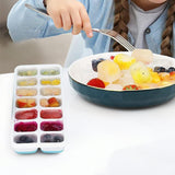 Large Capacity Ice Cube Tray Set with Storage Bin and Scoop Blue
