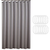 Extra Long Shower Curtain Waterproof Fabric With Hooks for Bathtub Bathroom Dark Gray