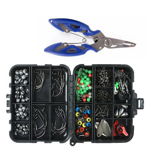188Pcs Set Fishing Accessories Portable Fishing Tackle Kit for River Lake Reservoir Pond Fishing