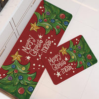 2PCS Christmas Floor Mats Set – Non-Slip Rugs for Kitchen Bathroom Living Room and Doorway Style 3