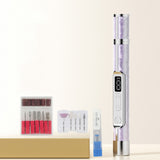 2-in-1 Rechargeable Nail File Drill 18 Bits 3 Speeds with Lamp Purple