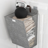 2 PCS Wall Mounted Foldable Laundry Hamper Hanging Clothes Storage Basket Grey