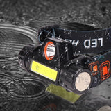 Dual Light USB Rechargeable Waterproof COB Camping Headlight with Rechargeable Battery