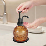 8 Oz Glass Soap Dispenser Vintage with Black Pump Kitchen Bathroom