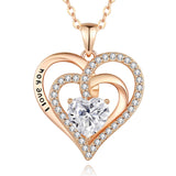 Double Layer Heart Pendant Necklace for Women Stylish Jewelry Gift Set Style 2