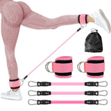 Resistance Bands Set for Legs & Glutes with Ankle Cuffs Home Gym Workout Pink