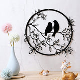 Bird on Tree Branch Metal Silhouette Wall Art Metal Bird Wall Art Decor Black
