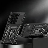 Heavy Duty Case with Ring Stand for Samsung Galaxy Phones Black