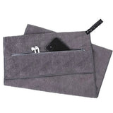 120x50cm Microfibre Towel Quick Dry Gym with Pocket and Silicone Base Grey