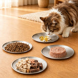 4Pcs Stainless Steel Pet Bowls Durable Shallow Pet Feeding Dishes Easy to Clean Silver