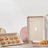 3 PCS Nonstick Carbon Steel Baking Pan Set in Champagne Gold