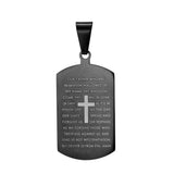 Stainless Steel Military Tag Necklace Bible Cross Pendant Black