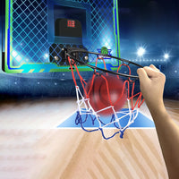 Indoor Lighted Basketball Hoop Mini Over The Door Basketball Hoops with 2 Basketball for Kids Green