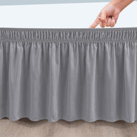 Wrap Around Bed Skirts Dust Ruffles Bed Skirt with Adjustable Elastic Belt Grey