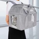 Pet Carrier Cat Travel Bag Portable Soft Sided Comfort Case Grey