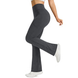 High Waist Yoga Pants Flare with Side Pockets for Daily Workout Wear Grey