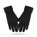 Pair of Winter Thermal Warm Gloves Touchscreen Sports Knit Gloves Black