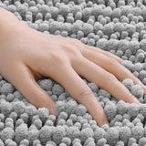 Chenille Bathroom Rug Mat with Non Slip Rubber Backing for Home Decor Light Grey