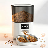 4.5L Automatic Double Cups Cat Feeders for Two Cats White