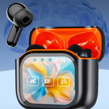 Wireless Bluetooth 5.4 AI Translation Earbuds with LCD Touchscreen 150-Language Real-Time Translation Orange