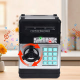 Electronic ATM Piggy Bank with Password Lock for Coins – Money Saving Box Toy Gift Black