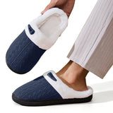 Warm Knit House Slippers for Women Comfy Slippers Indoor Outdoor Soles Dark Navy