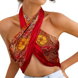 90cm Head Scarf for Women Scarf Printed Satin Square Scarf Bandanas for Women Style 1