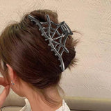 3PCS Black Spider Web Skeleton Hand Skull Hair Claw Clips for Women And Girls