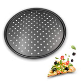 Non-Stick Pizza Pan Carbon Steel Crisper Tray Round Oven Bakeware with Vent Holes 24-32cm Style 6