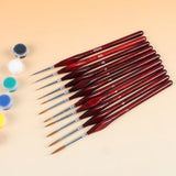 11 PCS Artist Paint Brush Detail Brush Set for Watercolor Acrylic Oil Red
