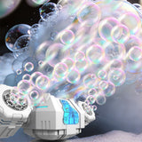 RGB LED Bubble Machine Rechargeable for Party Wedding Event Use White