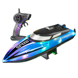 LED Transparent RC Speedboat Dual Motor with 2.4G Remote Control Blue