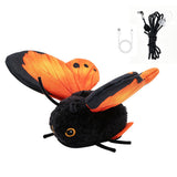 Butterfly Cat Toy Electric Flapping Wings 3 Modes with Touch Activation Orange
