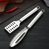 2Pcs Stainless Steel Fish Scaler Brush Scale Scraper Tool