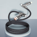 4 in 1 Fast Charging Cable Zinc Alloy Braided USB Type-C to Lightning Cable