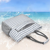 Large Foldable Sandproof Beach Tote Bag with Zipper Shoulder Bag Grey
