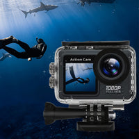 1080P Underwater Camera with Dual Screen Water-Resistant Sports Camcorder Video Camera with 32G TF Card