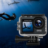 1080P Underwater Camera with Dual Screen Water-Resistant Sports Camcorder Video Camera with 32G TF Card