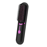 Cordless Hair Straightener Brush Protable Hair Straightening Comb for Home Travel Outdoor Black