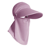 2PCS 3 in 1 Ponytail Sun Hat with Detachable Face Cover and Chin Strap Light Gray And Pink