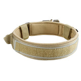 Heavy Duty Tactical Dog Collar Military Pet Collar With Metal Buckle Adjustable Khaki