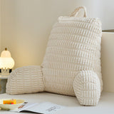 Bed Rest Backrest Cushion with Armrests Pocket Washable Cover Beige
