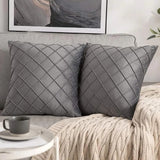 Velvet Cushion Cover Rhombus Pleated for Bedroom Sofa Window Seat Gray