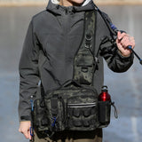 Fishing Tackle Storage Bag Fish Lures Bag Single Shoulder Crossbody Tactical Waist Pack Camouflage