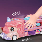 Unicorn Foldable Toy Truck Racetrack with Lights & Sound Birthday Gift Girls